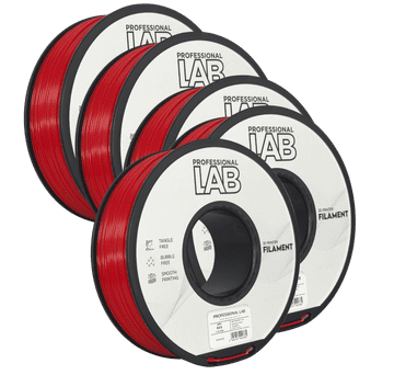 Professional Lab 5x ABS Rdeča Filament 1.75mm - Professional Lab ABS+ za 3D Tisk (1kg Kolut)
