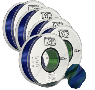 Professional Lab 5x Silk PLA Trojna Barva modra zelena vijolična filament 1.75mm - Professional Lab Sijajni Filament za 3D Tisk (1kg Kolut)