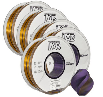 Professional Lab 5x Silk PLA Trojna Barva črna zlata vijolična filament 1.75mm - Professional Lab Sijajni Filament za 3D Tisk (1kg Kolut)