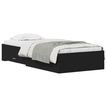 Vidaxl Konstrukcija postelje s predalom Črna Orehovina 90 x 200 cm