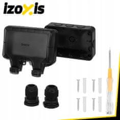 Izoksis IP66 230V 16A vodoodporna zunanja dvojna vtičnica razdelilec črna