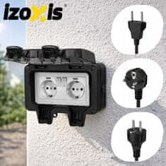 Izoksis IP66 230V 16A vodoodporna zunanja dvojna vtičnica razdelilec črna