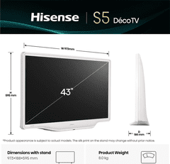 Hisense 43S5Q televizor, Déco TV, 4K UHD, 60Hz