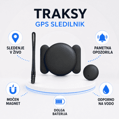 VYZIO® GPS sledilnik proti kraji, vojaški GPS/GLONASS, vodoodporen IP67, dolga življenjska doba baterije | TRAKSY