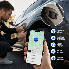 VYZIO® GPS sledilnik proti kraji, vojaški GPS/GLONASS, vodoodporen IP67, dolga življenjska doba baterije | TRAKSY