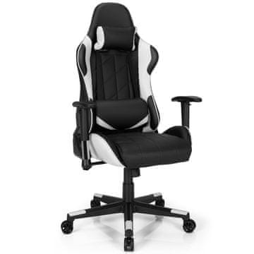 Northix Beli gaming stol PU usnje 160° naslon nastavljiv jeklo