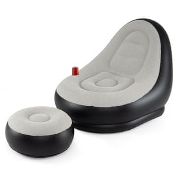 Northix Napihljiv stol z otomanom velur PVC držalo za skodelice 100 kg