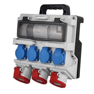 shumee 12-modulna razdelilna omarica za stavbe z ročajem IP44 4x230V SCHUKO 2x16A 32A Doktorvolt brez zaščite
