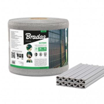 shumee Trak za balkonsko ograjo svetlo siv 19 cm x 36 m sponke BRADAS 1464