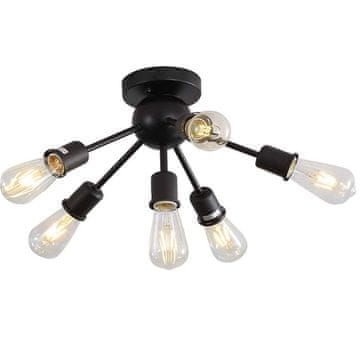 shumee Industrijska stropna svetilka 6xE27 kovinska črna loft
