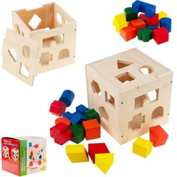 33 Lesene izobraževalne figurice za razvrščanje v obliki kocke TG67020