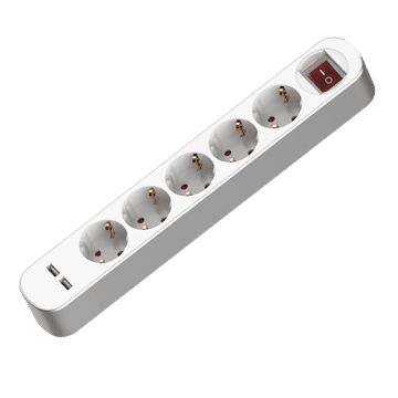 shumee Podaljšek 5 vtičnic Schuko 250V 16A 3m s stikalom 2xUSB