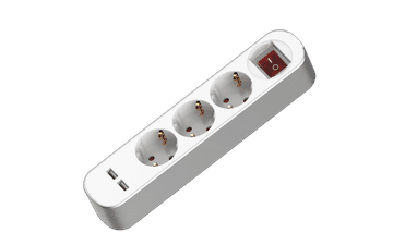 shumee Podaljšek s 3 vtičnicami 3x2p+Z Schuko 2xUSB s stikalom 3m 230V 16A bel