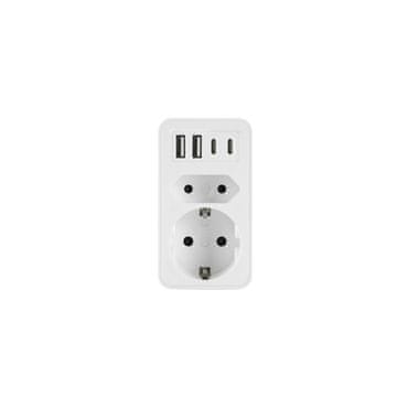 shumee Električni razdelilnik s 4xUSB in dvema vtičnicama 230V 3680W
