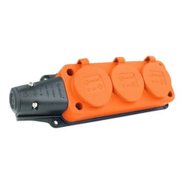 shumee Podaljšek 3 vtičnice 16A 230V brez kabla oranžen Schuko 9610