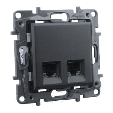 shumee Dvojna računalniška vtičnica RJ45, črna, Niloe Step 2472