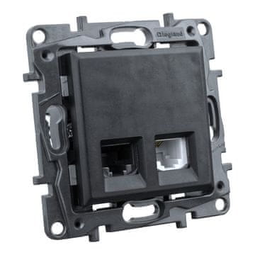 shumee Računalniška in telefonska vtičnica 1 x RJ45 1 x RJ11 črna Niloe Step 2359