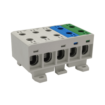 shumee Univerzalni tirni konektor ETB 35/1x5 (L1,L2,L3,N,PE) Al/Cu električni vijak 10 lukenj za kable Elektro Becov