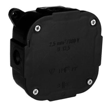 shumee 074-55 hermetična črna škatla z zunanjimi/zunanjimi priključki 88x88x40 mm IP44 ViPlast 3948