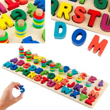 TOP GIFT TG67011 lesena sestavljanka, sorter, montessori abeceda, učenje številk