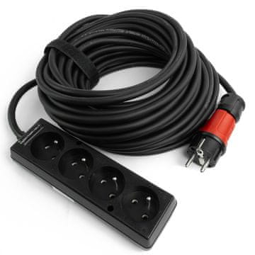 shumee 4-kraki električni podaljšek 15 m 4 vtičnice 3x1,5 mm2 črne barve Doktorvolt DV-4940-F