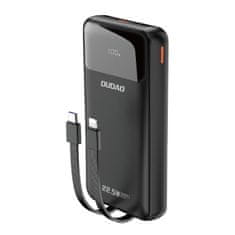 DUDAO Prenosna baterija 20000mAh 22,5W PD USB-C USB-A z vgrajenim kablom Lightning za iPhone USB-C - črna