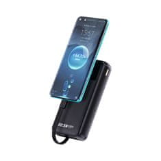 DUDAO Prenosna baterija 20000mAh 22,5W PD USB-C USB-A z vgrajenim kablom Lightning za iPhone USB-C - črna
