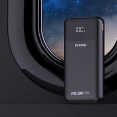 DUDAO Prenosna baterija 20000mAh 22,5W PD USB-C USB-A z vgrajenim kablom Lightning za iPhone USB-C - črna