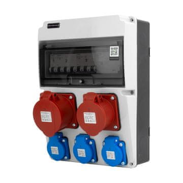 shumee Gradbena razdelilna omarica JUN-SFI 32A/16A 3x230V Schuko erbetka z zaščito Siemens Doktorvolt DV-5558-D