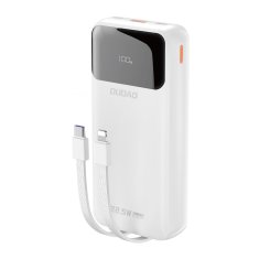 DUDAO Prenosna baterija 20000mAh 22,5W PD USB-C USB-A z vgrajenim kablom Lightning za iPhone USB-C - bela