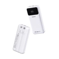 DUDAO Prenosna baterija 20000mAh 22,5W PD USB-C USB-A z vgrajenim kablom Lightning za iPhone USB-C - bela