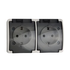 shumee ViPlast Koala IP44 nadometna dvojna SCHUKO vtičnica bela 182‑51 VG-2