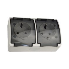 shumee ViPlast Koala IP44 nadometna dvojna SCHUKO vtičnica bela 182‑51 VG-2