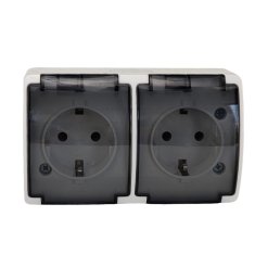 shumee ViPlast Koala IP44 nadometna dvojna SCHUKO vtičnica bela 182‑51 VG-2