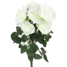 shumee Šopek 9 vrtnic Umetno cvetje Vrtnice Pripravljena kompozicija vrtnic za vazo 45 cm - bela