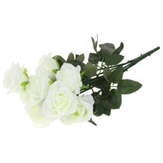 shumee Šopek 9 vrtnic Umetno cvetje Vrtnice Pripravljena kompozicija vrtnic za vazo 45 cm - bela