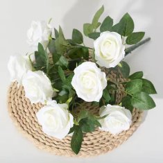 shumee Šopek 9 vrtnic Umetno cvetje Vrtnice Pripravljena kompozicija vrtnic za vazo 45 cm - bela