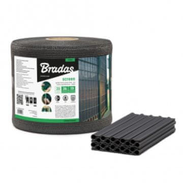 shumee Trak za balkonsko ograjo siv 19cm x 36m sponke BRADAS 1457
