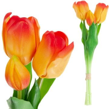 TOP GIFT CV17690-4 šopek gumiranih silikonskih tulipanov 3 kosi LUX oranžni realistični tulipani