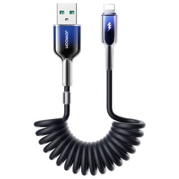 Joyroom Spiralni kabel USB-A – iPhone Lightning Crystal-Clear Series 3A 1,5 m – črn