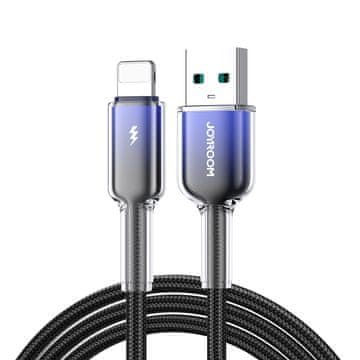Joyroom Kabel Crystal-Clear Series 3A USB-A – iPhone Lightning, 1,2 m – črn