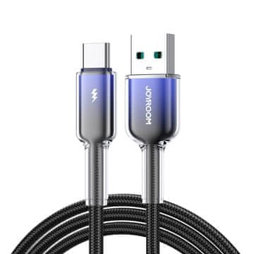 Joyroom Kabel serije Crystal-Clear 3A USB-A – USB-C, 1,2 m – črn