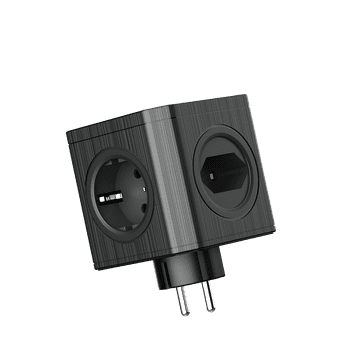 shumee Električni razdelilnik 4x 230V vtičnica 3x USB-A črne barve