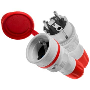 shumee Priključni komplet z vtičem WT-54 in vtičnico GN-44 250V Schuko, sivo-rdeč