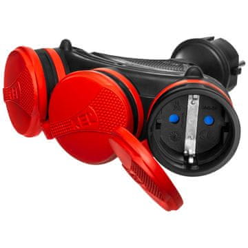 shumee Prenosni črno-rdeči razdelilnik R-X3/44S IP44 3×2P+Z 16A 250V Schuko