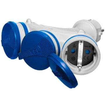 shumee Prenosni sivo-modri razdelilnik R-X3/44S IP44 3×2P+Z 16A 250V Schuko