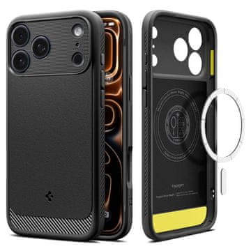 Spigen Zaščitni etui za iPhone 17 Pro Mat Rugged Armor Mag MagSafe – mat črn