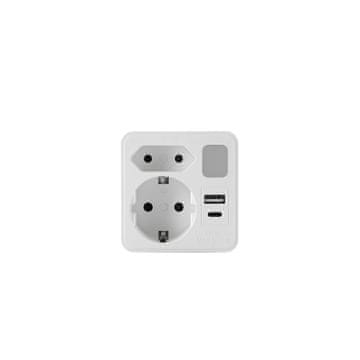 shumee Razdelilnik vtičnic z dvema 230V vtičnicama in 2x USB z nočno lučko