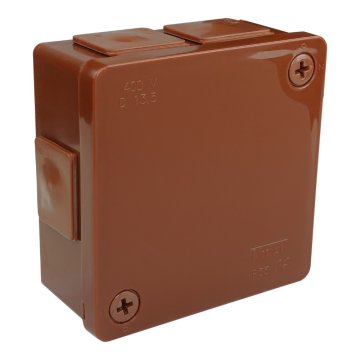 shumee 022-02 škatla vklop/izklop rjava brez priključkov 6 vhodov 2 vijaka zun/izhod 86x86x40 mm IP55 ViPlast 7908