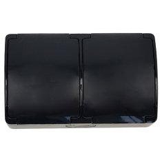 shumee ViPlast Koala nadometna dvojna SCHUKO vtičnica IP44 črna 182‑05 VG-2